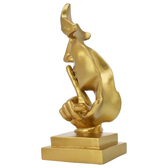 Adam & Friends Home Decor Silence Is Golden Sculpture | 1-Piece | Gold - Picture 2 of 5